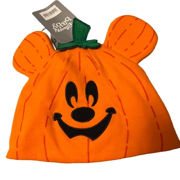 Disney Baby Mickey Mouse Pumpkin Infant Beanie Hat Orange - Picture 1 of 7